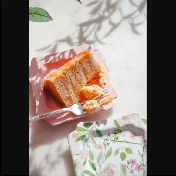 Sweet Laurel Stoneware Dessert Appetizer Plates Set Floral & Light Pink - Picture 8 of 8